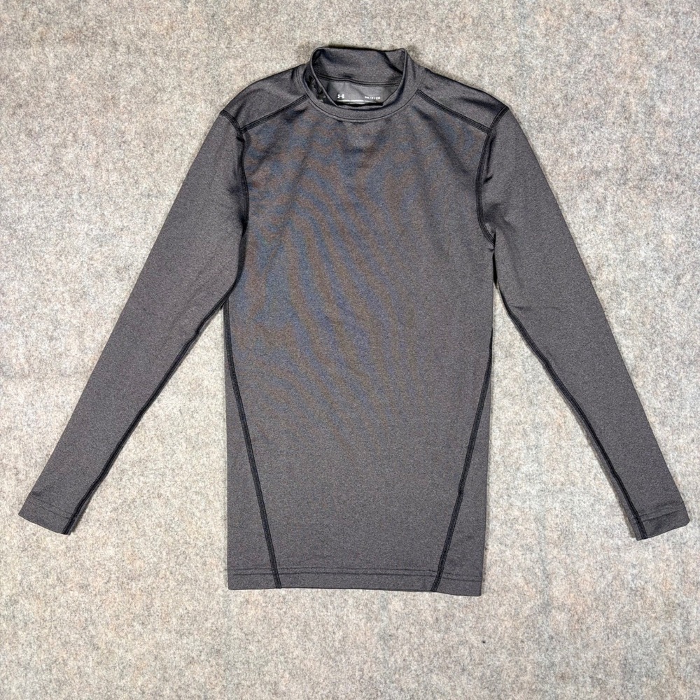 Under Armour ColdGear Compression Shirt Men S Gray Fitted Mock Neck 1265648 Base